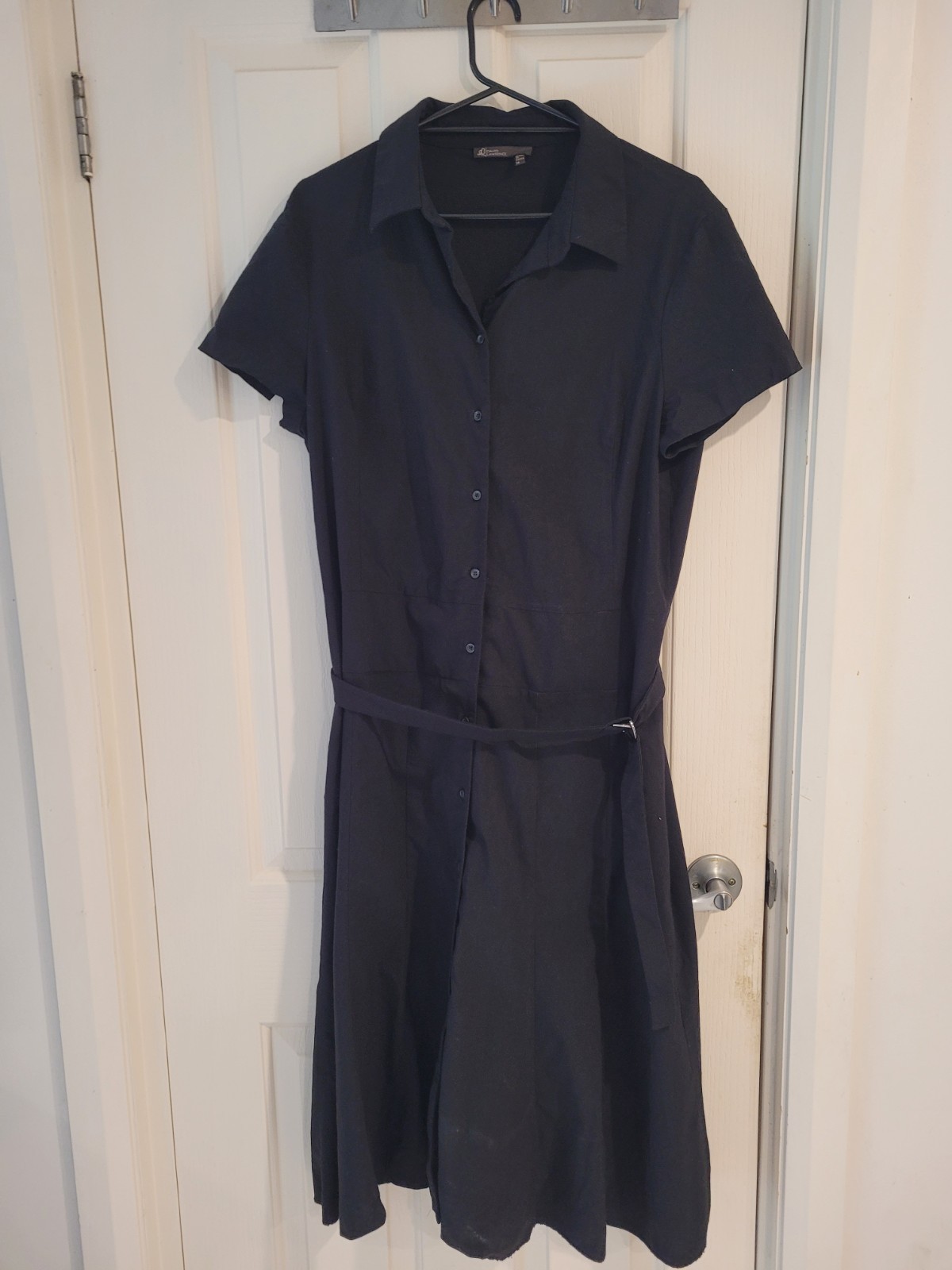 Black Shirt Dress – Vintage Style Midi with Belt