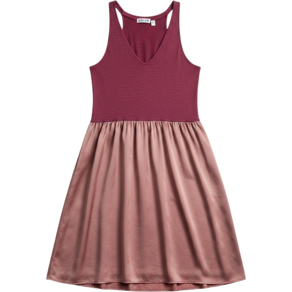 Dolan Left Coast Collection Mixed Media Tank Dress Rose Terracotta V-Neck Small