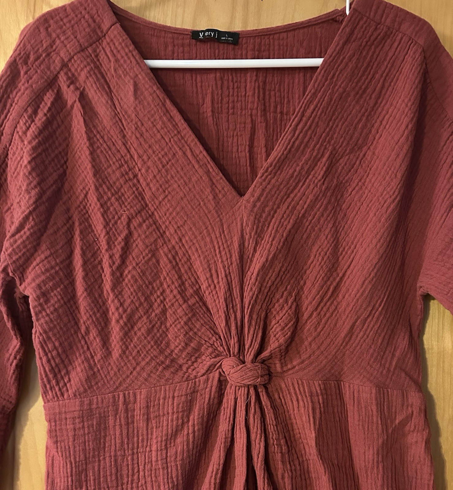 Very J Dress L Rust Cool Gauze Lined Cotton