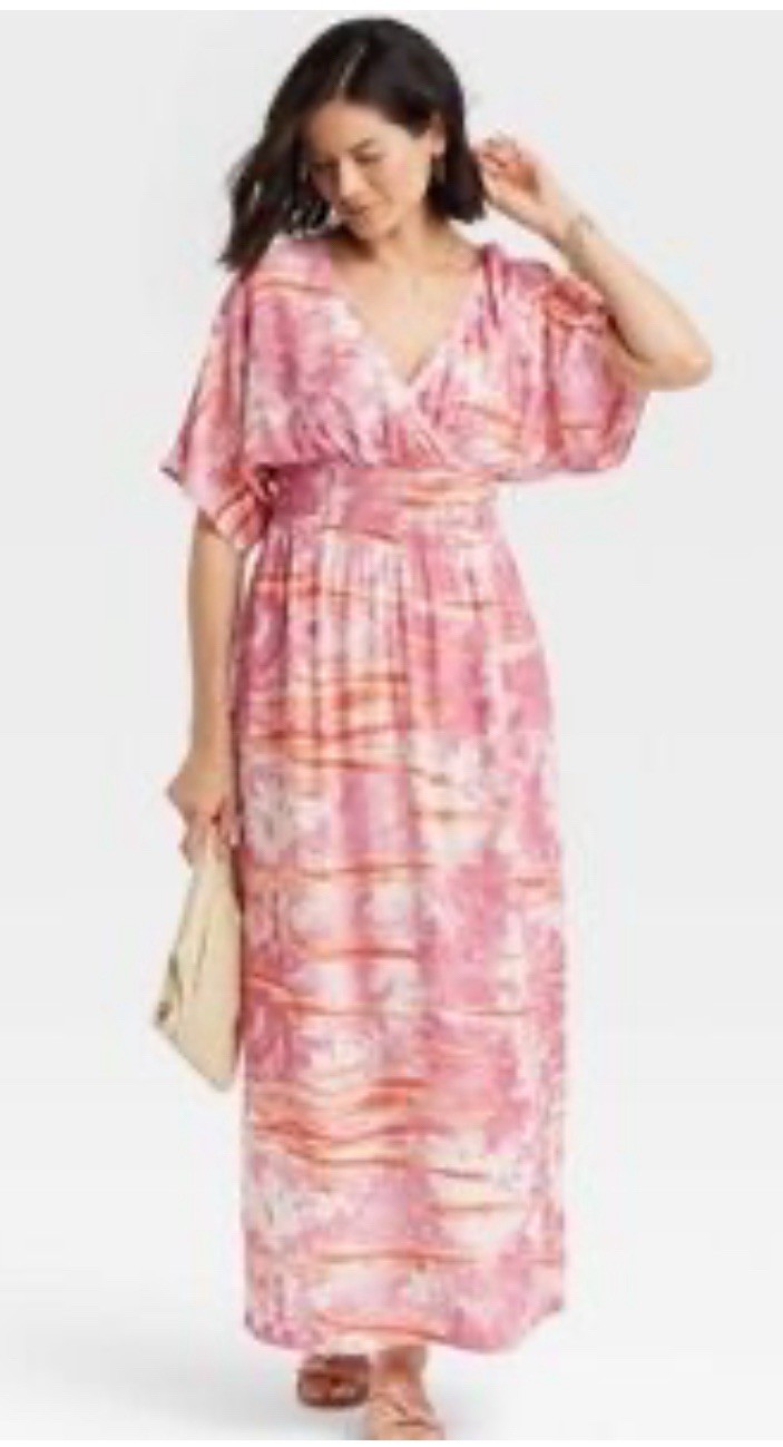 Women’s Knox Rose Tie Dye Maxi Dress Size XS Boho Hippie Kimono Batwing Sleeve