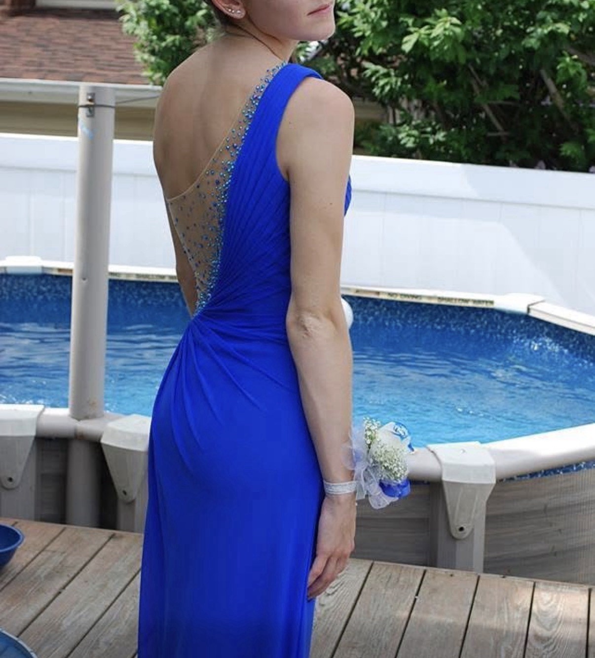Women’s Royal Blue Prom Dress Size 2 with hidden zipper: La Femme Fashion