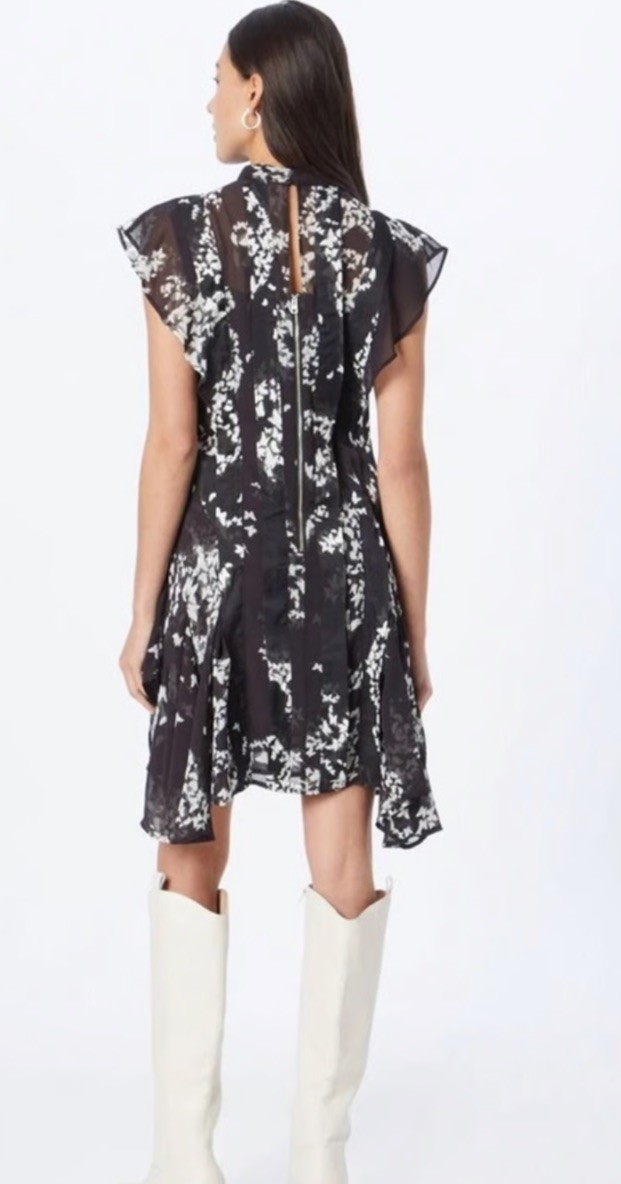 All Saints Fleur Orsino Butterfly Black Dress UK14 US10