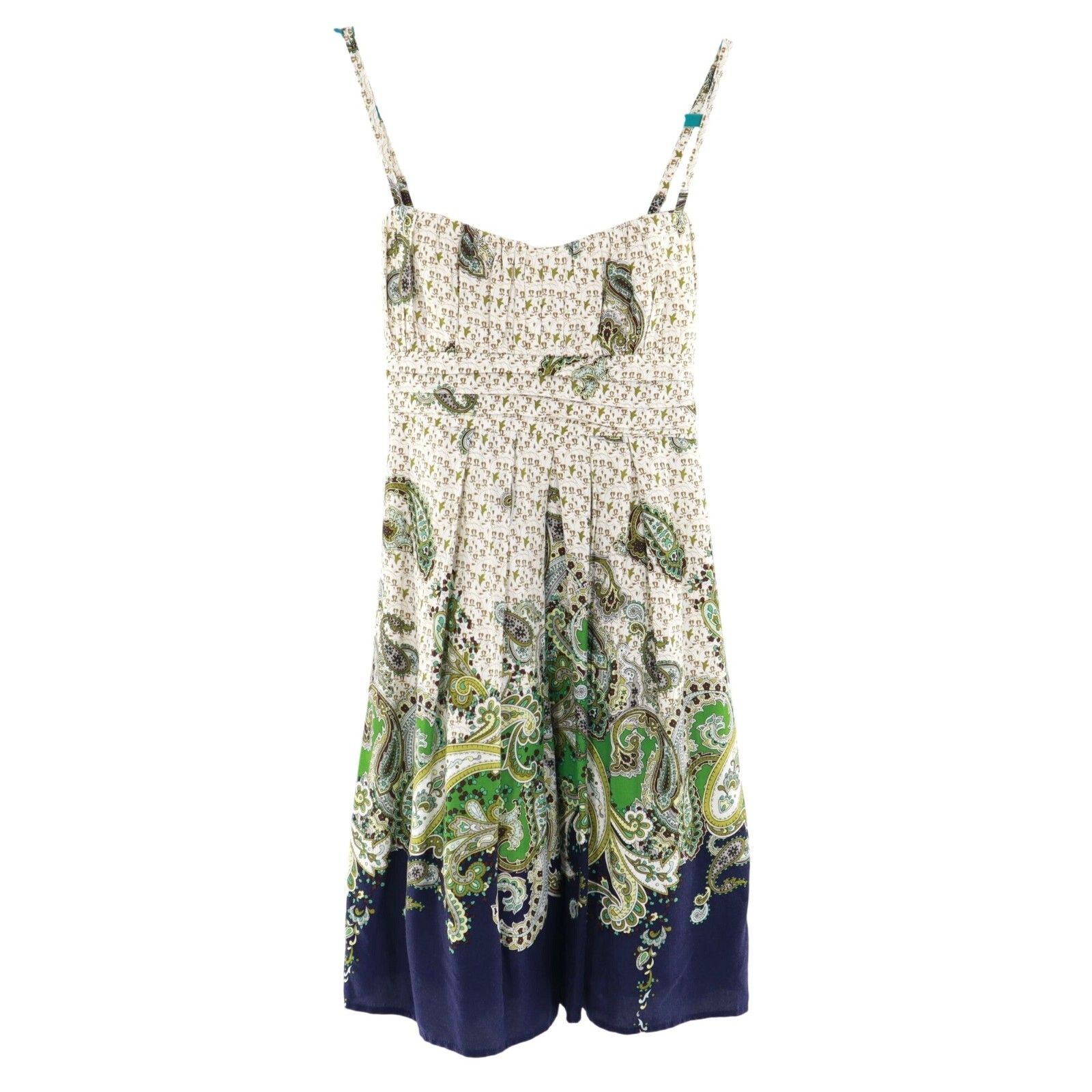 BCX Paisley Sundress Women 9 White Boho Garden Party Cruise Vacation Hippie