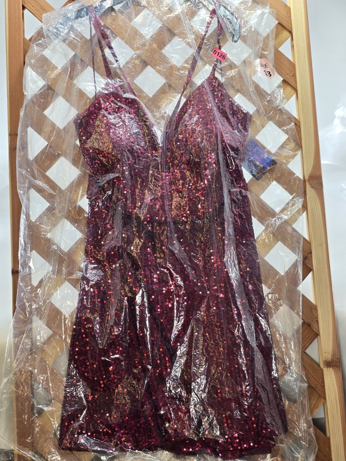 NWT Morgan & Co Juniors’ Sequin Skater Mini Dress – Color Merlot – Size 13