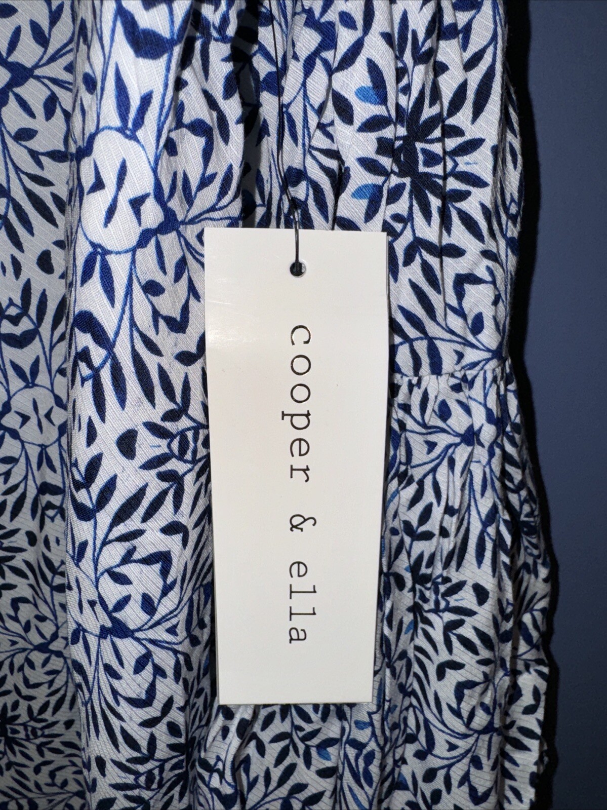 Womens Small Dress, Strappy Cold Shoulder, Short, Lined, White Blue Floral $198