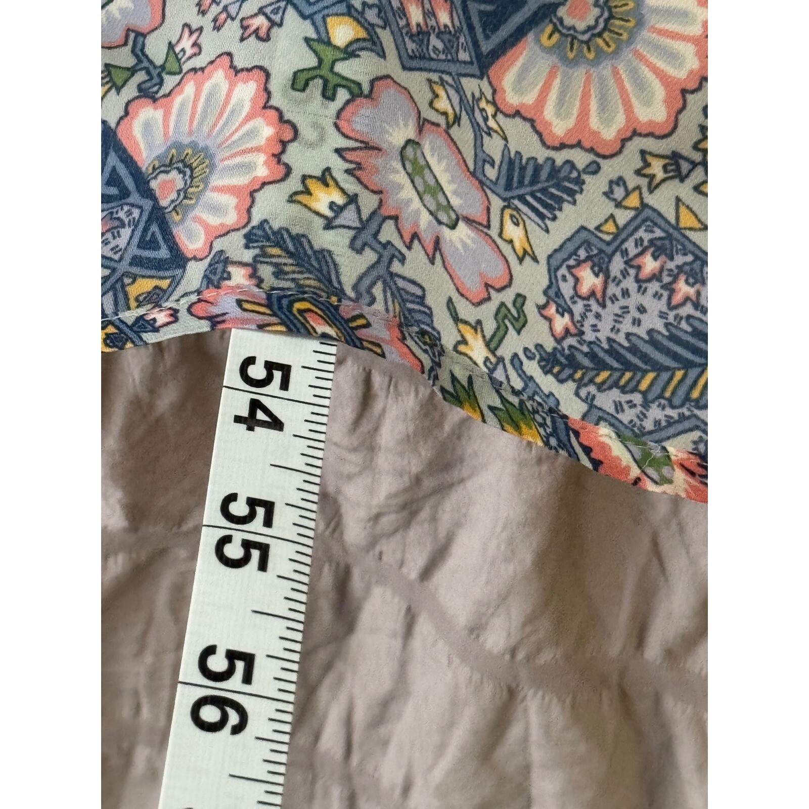 Ella Moss Maxi Dress Floral Print V Neck Tie Waist Casual Blue Size L