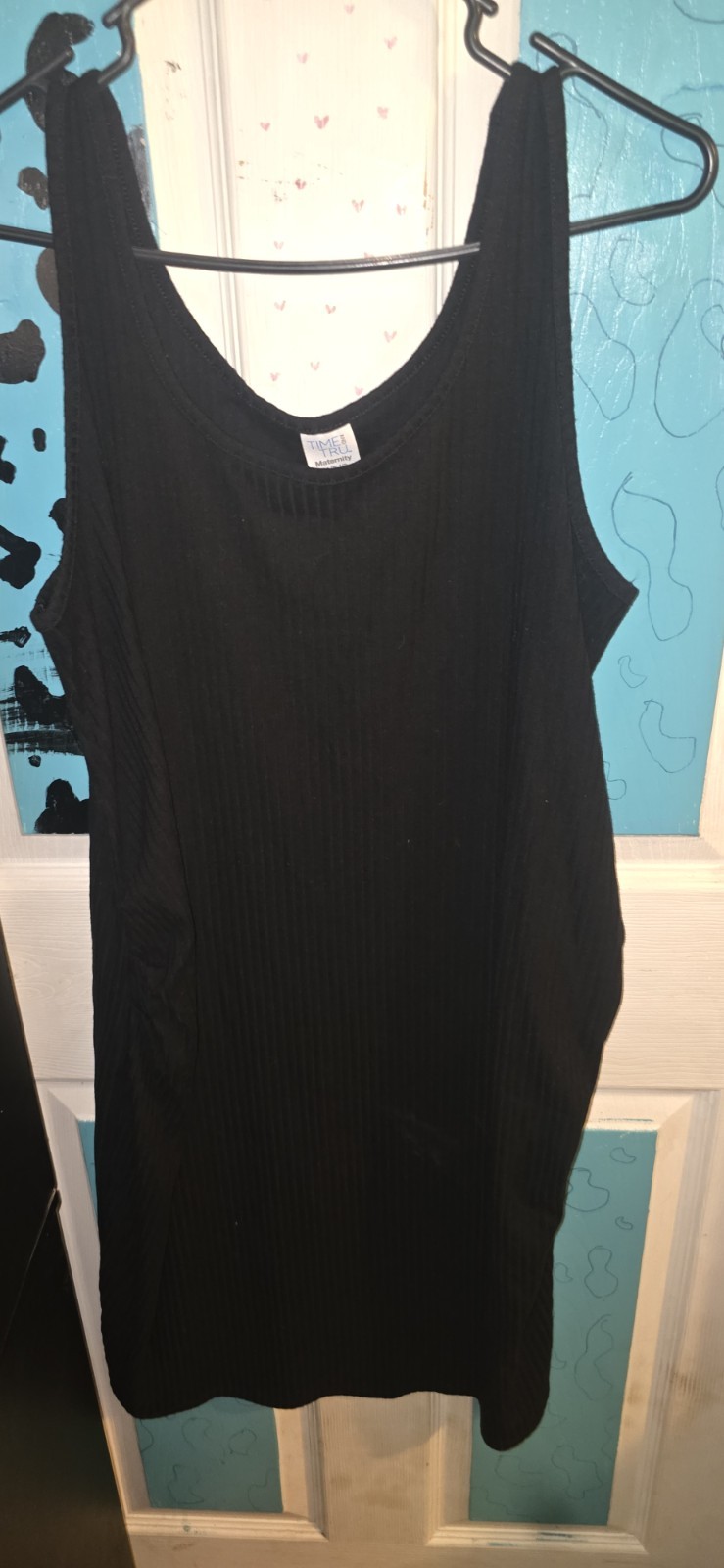 Time and Tru Maternity Black Ribbed Knit Scoop Neck Sleeveless Bodycon Dress M