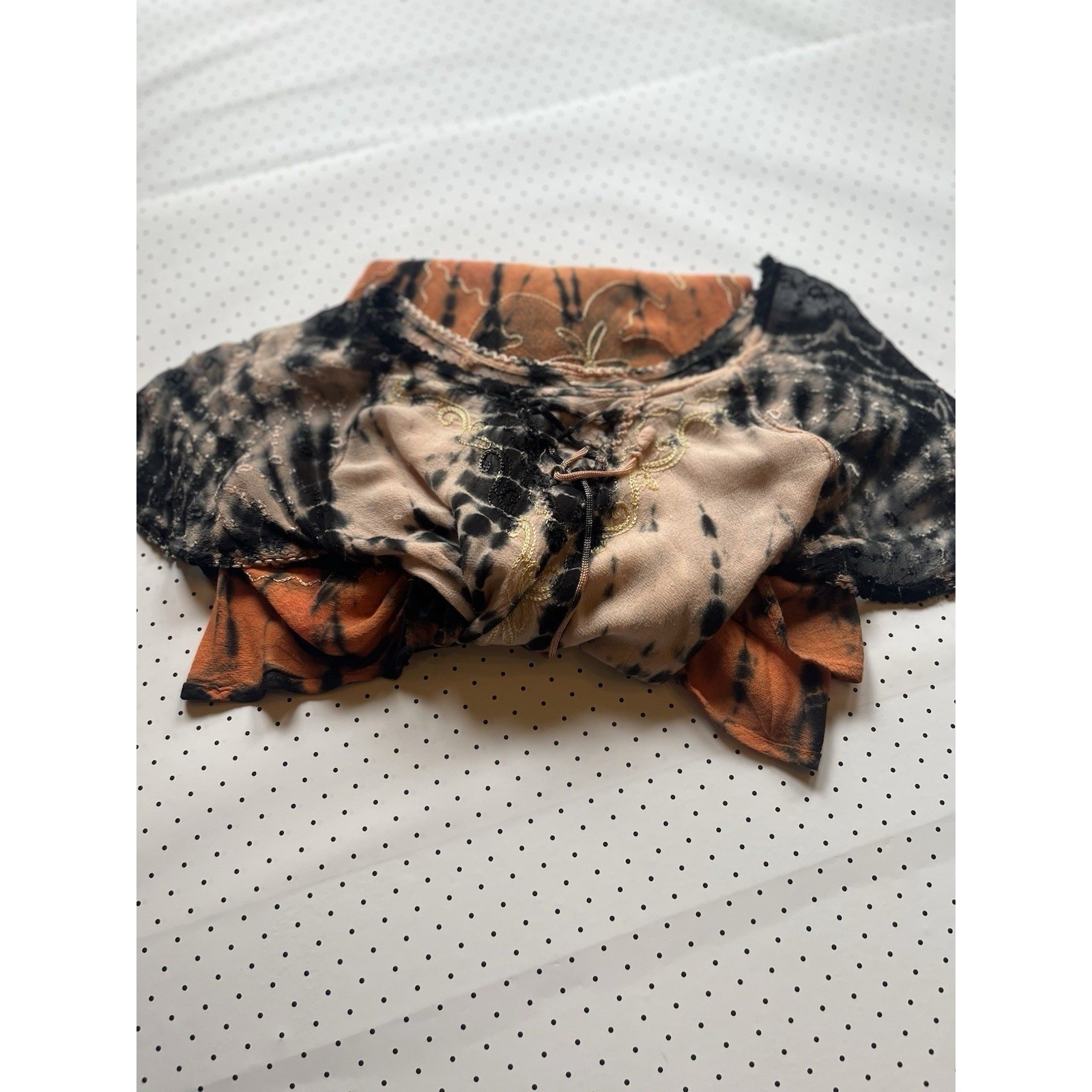 Boho Tie Dye Palm Tree Embroidered Maxi Dress Festival Beach Cover Up