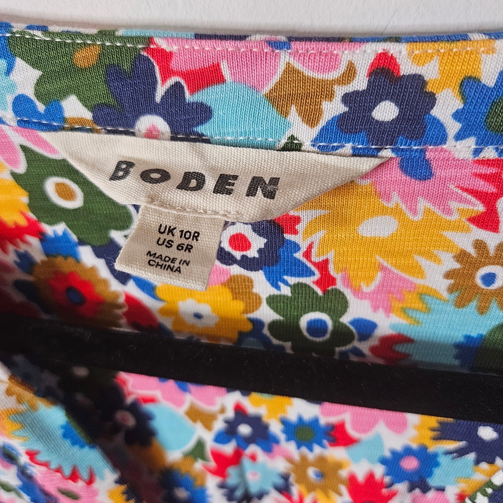 Boden Sofia Trim Jersey Midi Dress Floral Daisy Puff Garden Multi Color US 6R
