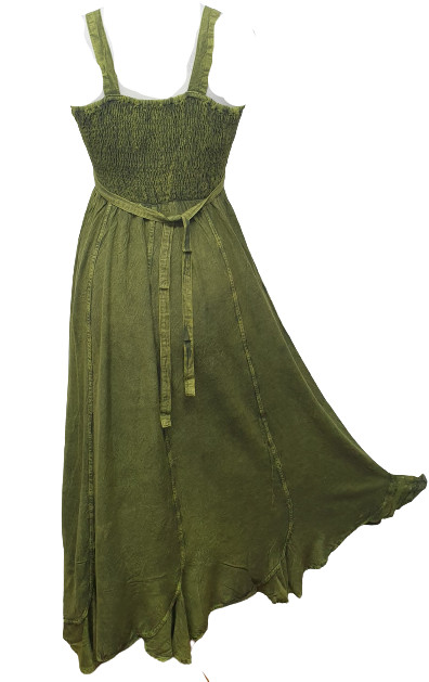 Maxi Boho Summer Dress Corset Peasant Embroidered Green 10 12 14 16 18 20 22 24