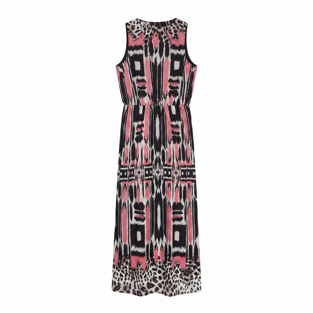 db established 1962 Dress Maxi Halter Ikat Leopard Print Pink Size 14