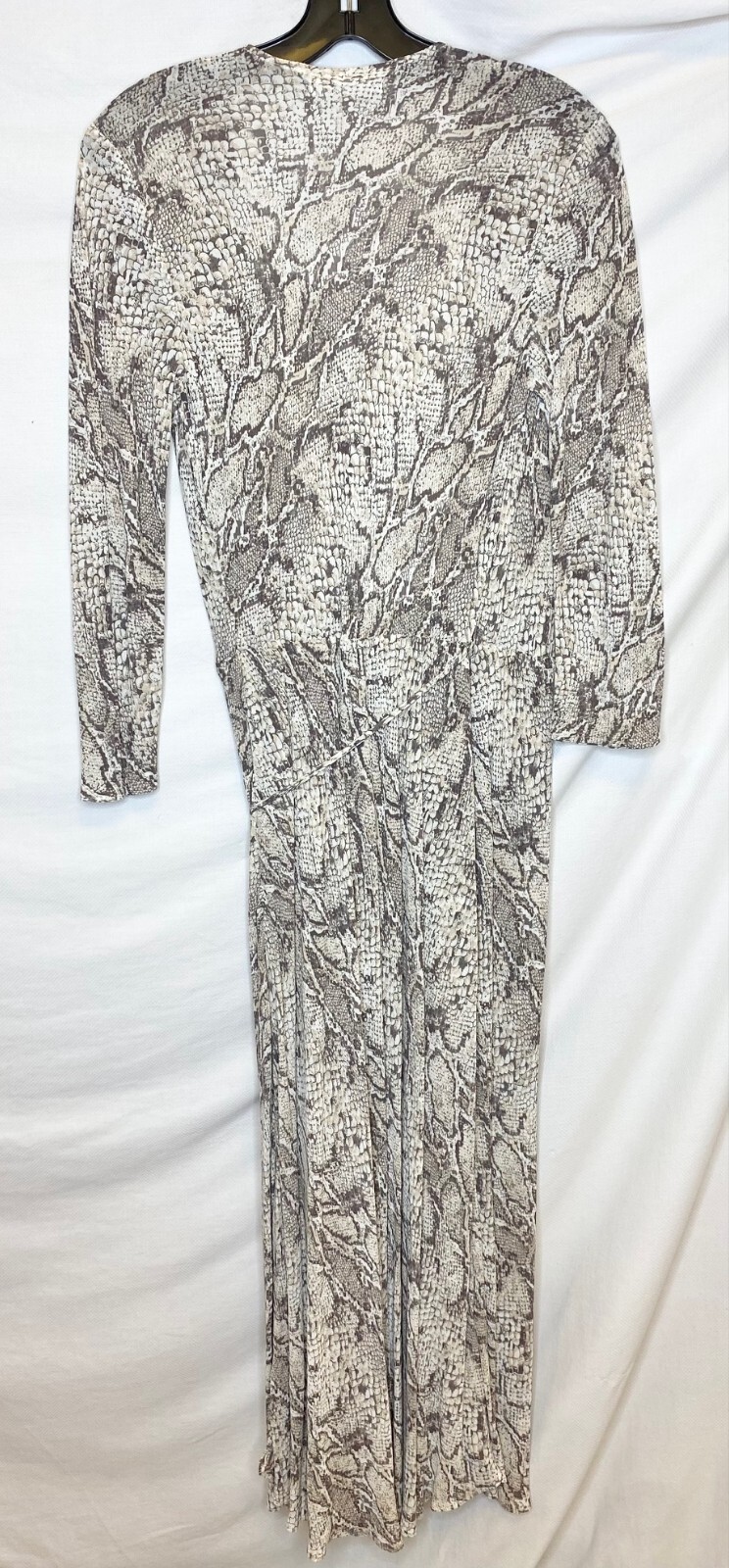 REFORMATION Jaz Beige Taupe Python Snake Print Woven Crepe Midi Wrap Dress LARGE