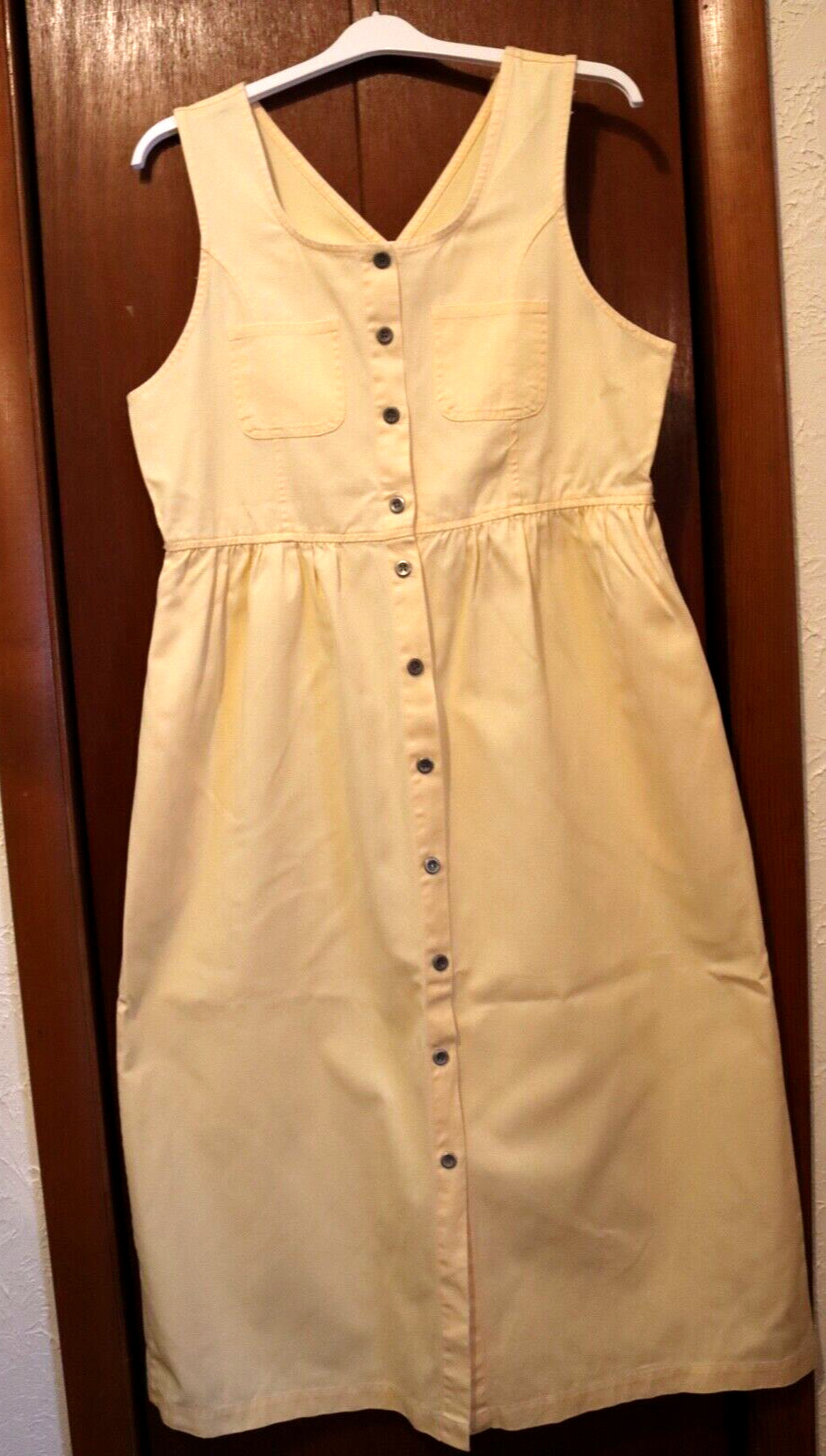 CAPACITY MAXI DRESS YELLOW SHORT SLEEVE BUTTON DOWN FRONT SIZE MEDIUM VTG