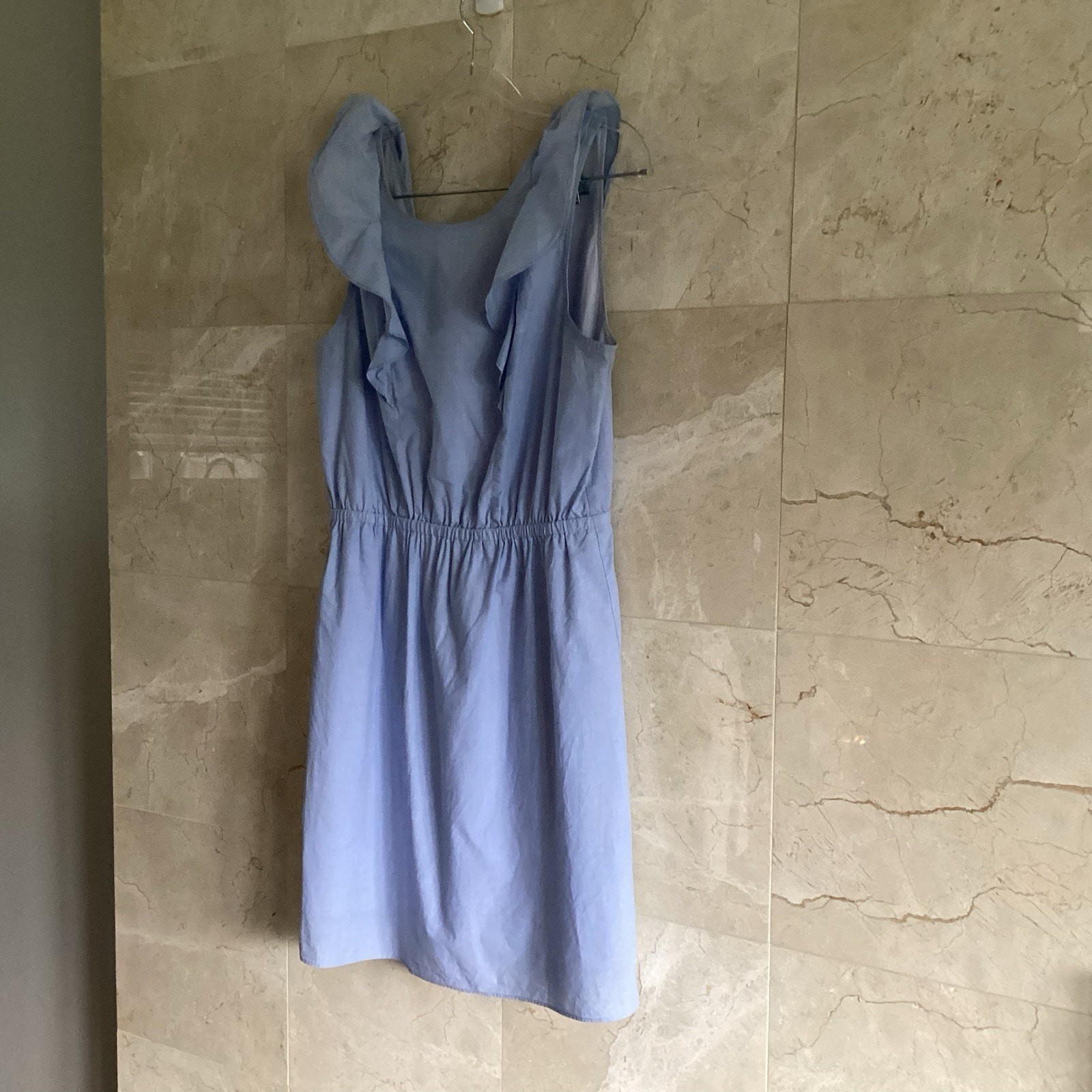 J. Crew Flutter Ruffle Sleeveless Dress Blue Cotton, Cottagecore Preppy – Size 6