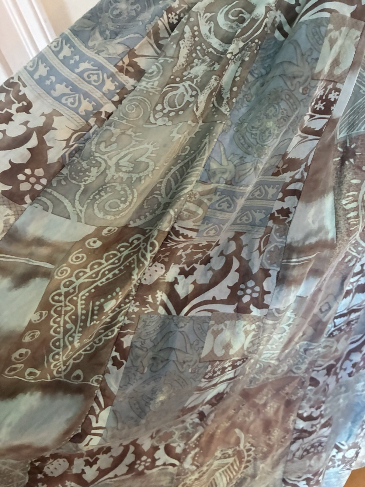 URU St. Rrik 100% Silk Rayon Dyed Artsy Boho Lagenlook Maxi Art Wear Dress M/L