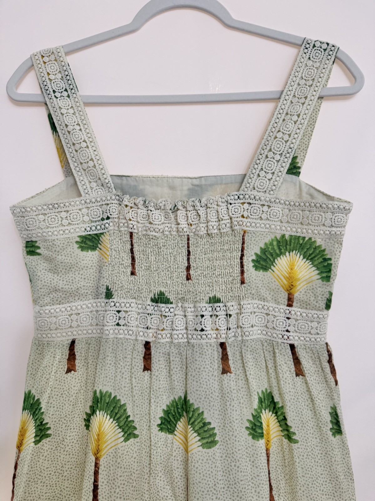Calypso St Barth Summer Maxi Dress with Crocheted Tiered Smock Ruffle Tropical