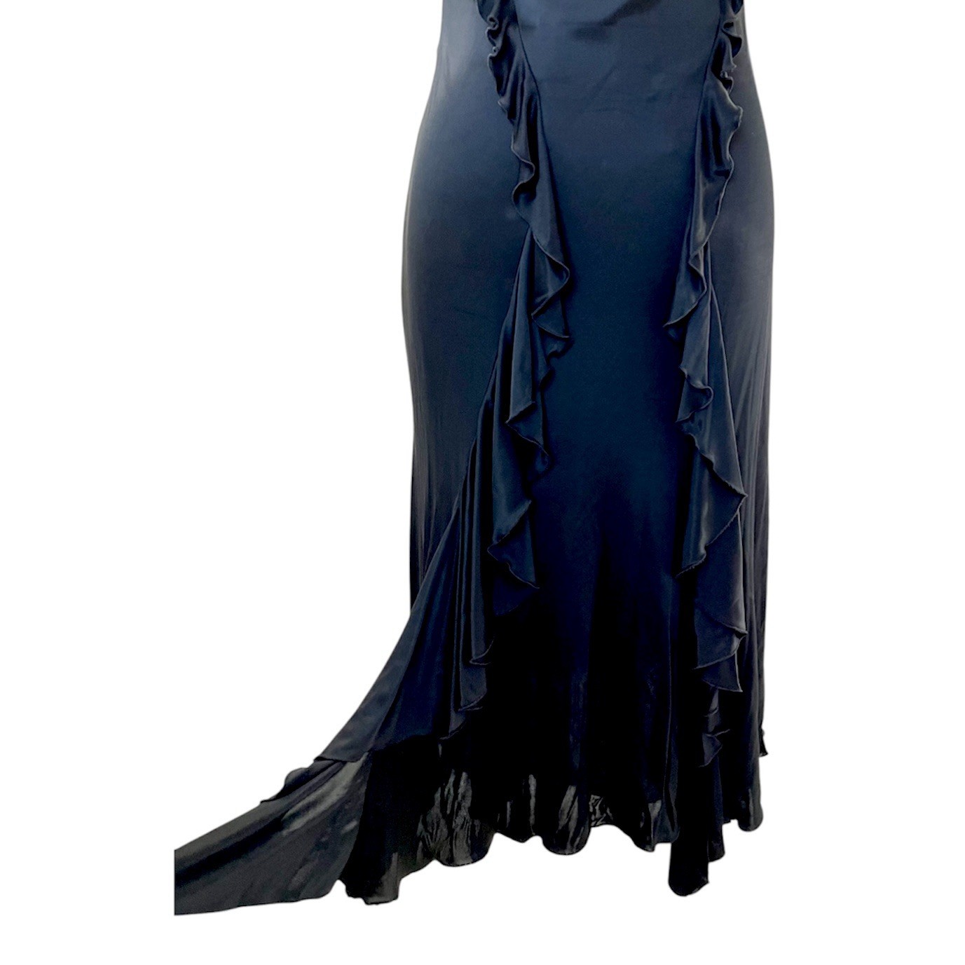 Versace Y2K LBD Cocktail Dress Silk Viscose Black Ruched Square Neck IT38 XS 2