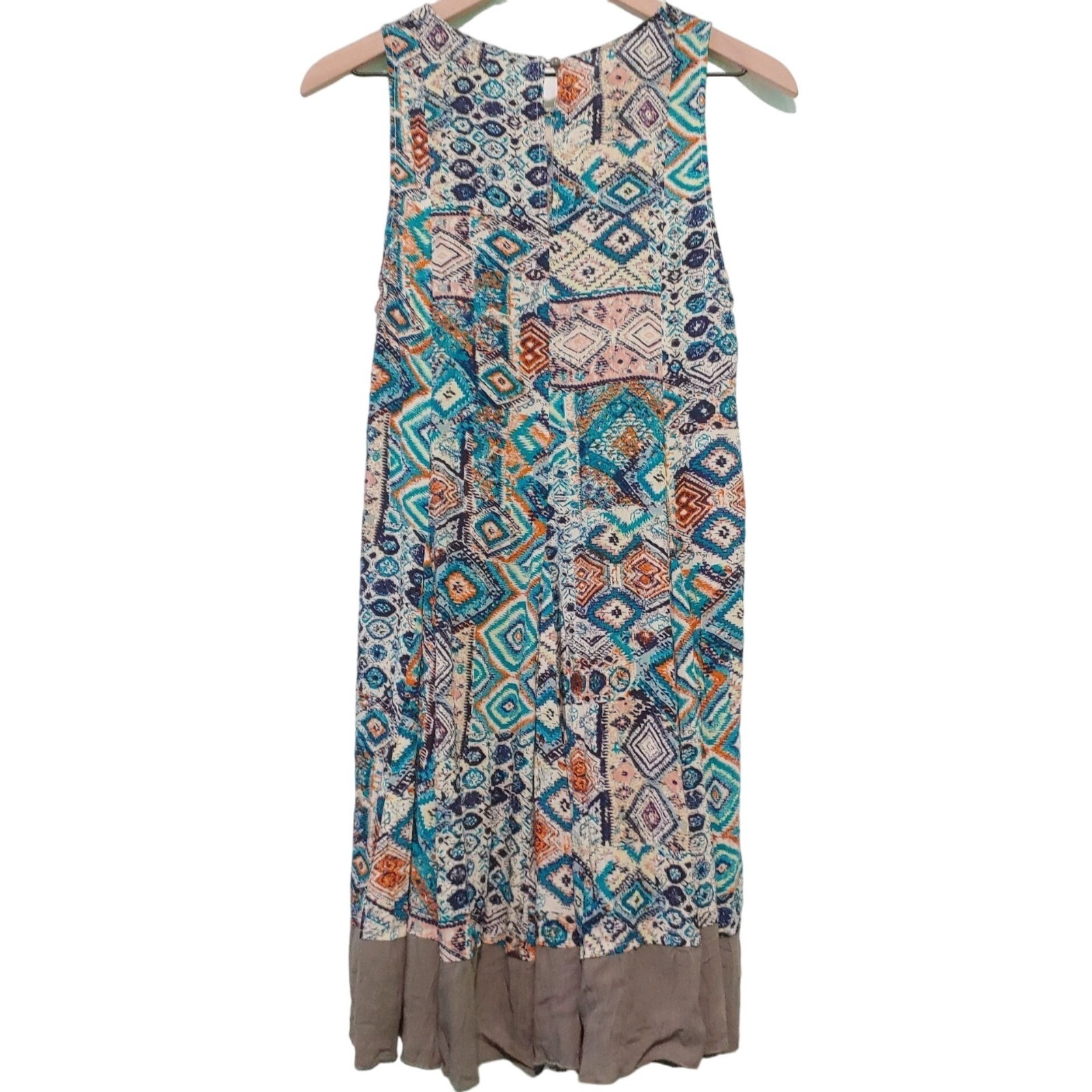 En Creme dress womens Size Small boho trapeze short multi-colored sleeveless