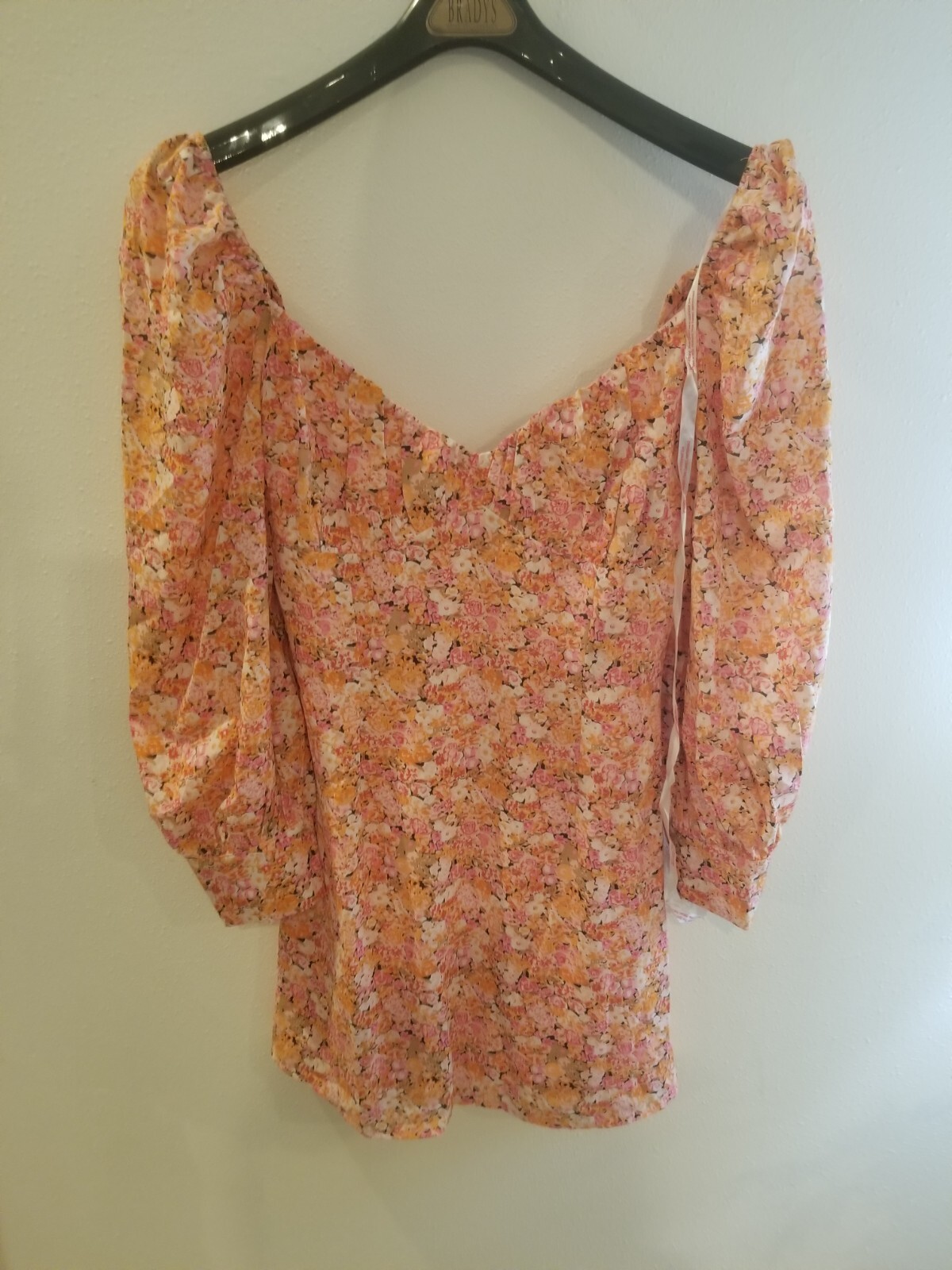Missguided Milk Maid Tie Back Skater Dress L/S Floral Size U.S. 8 New With Tags