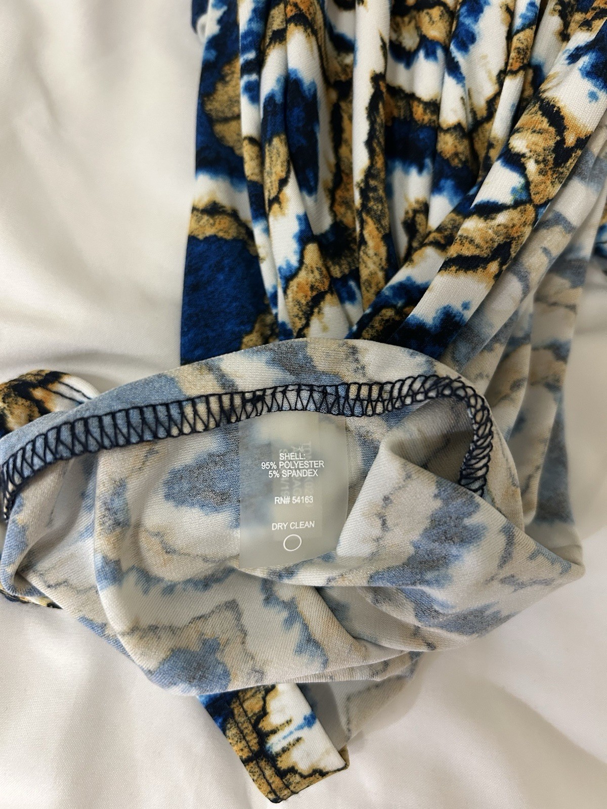 Tommy Hilfiger Blue Gold White Geometric Sheath Dress Ruffle Sleeve Size 6