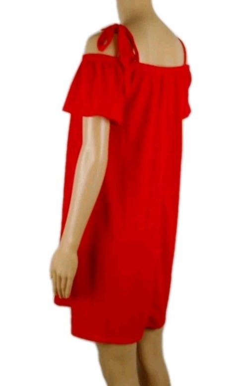 NWOT Green Envelope Solid Red Off the Shoulder Shift Dress Women’s Size Medium