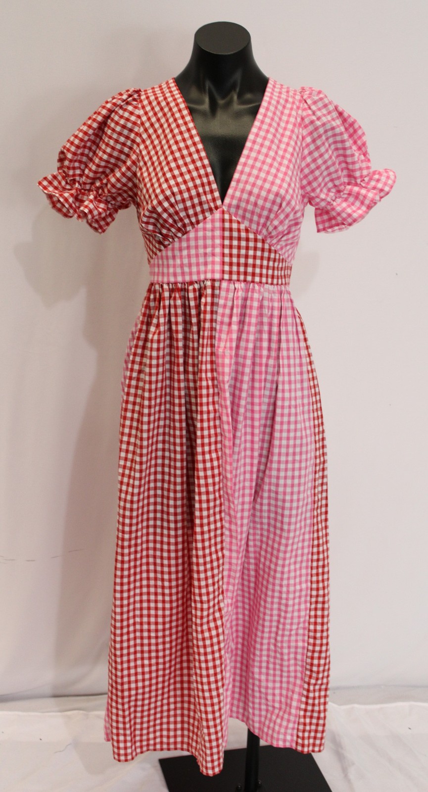 Molby The Label Women’s Short Sleeve Gingham Tilda Dress CA4 Pink/Red Size 8