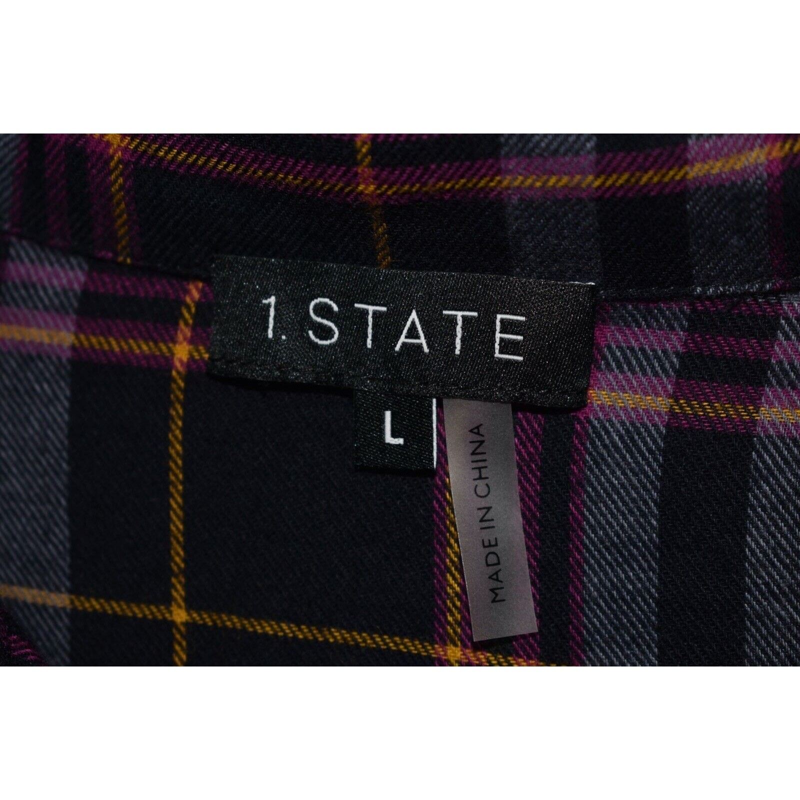 1. STATE NEW $119 Long Sleeve Button Up Plaid Dress in Blue Night Large