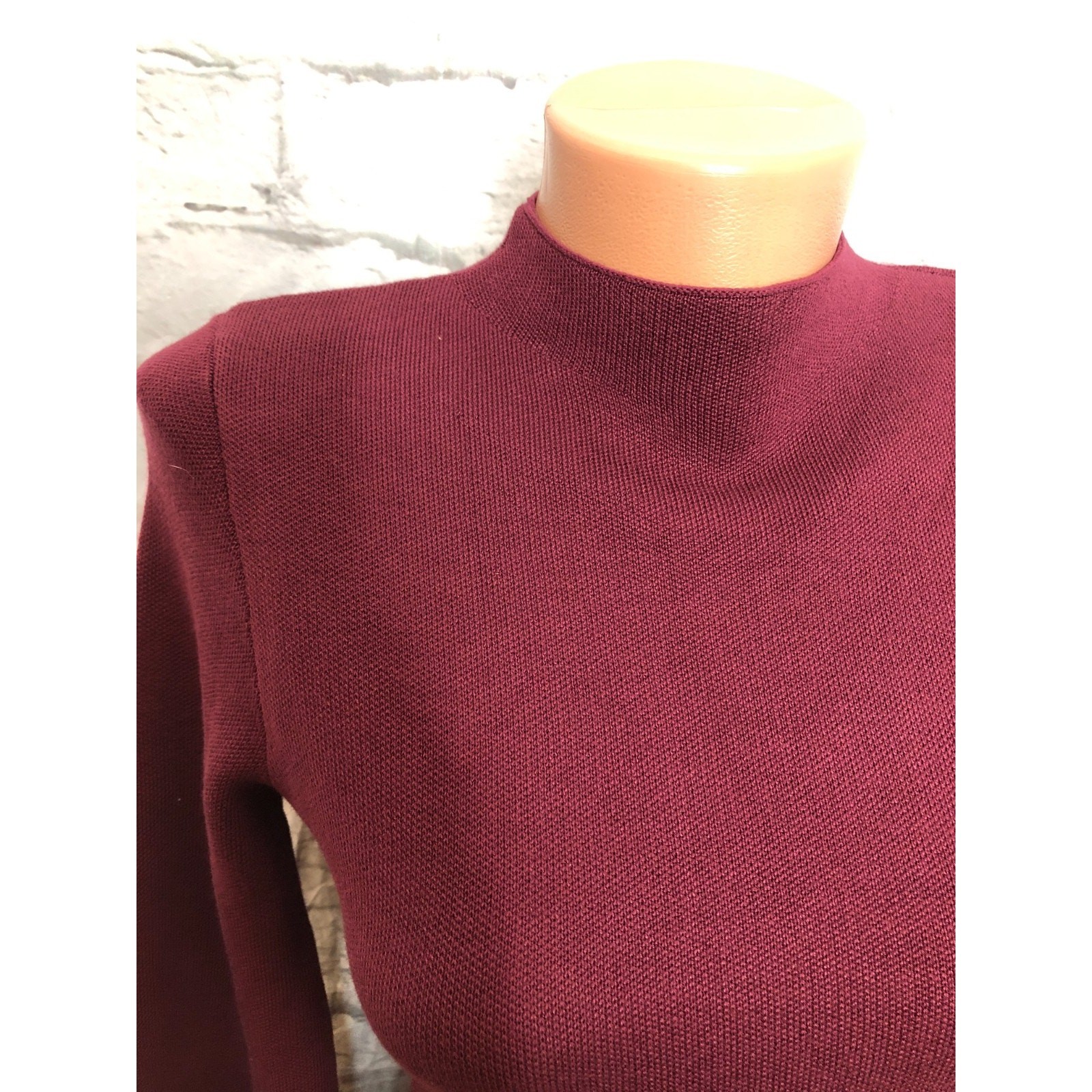 Taylor Satin Twofer A-Line Sweater Dress In Burgundy Size XS Stretchy