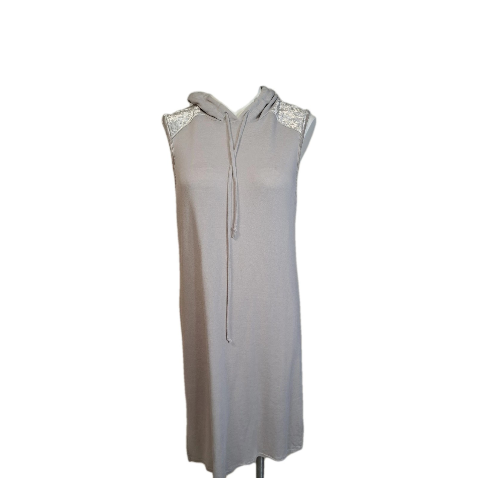 NWT Nordstrom Bobeau Gray Silver Lounge Beach Soft Hoodie Dress Medium M