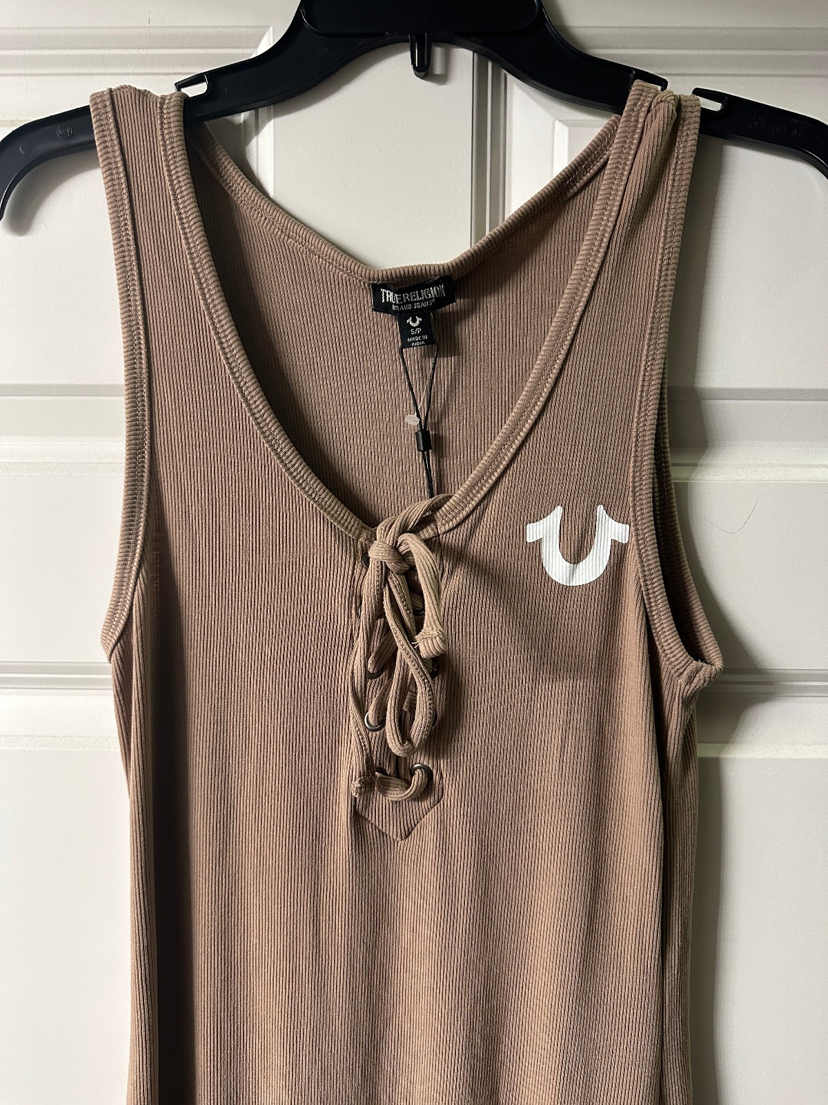 NWT True Religion Brown Logo Lace Up Dress Size Small S
