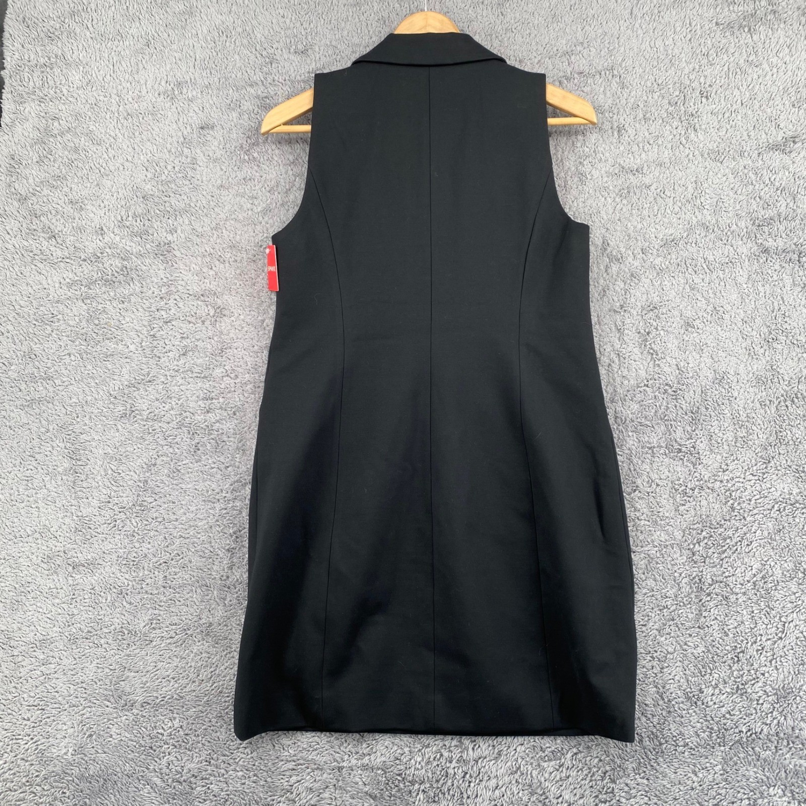 Spanx Ponte Vest Dress Medium Black Sleeveless Blazer Notched Lapel Professional
