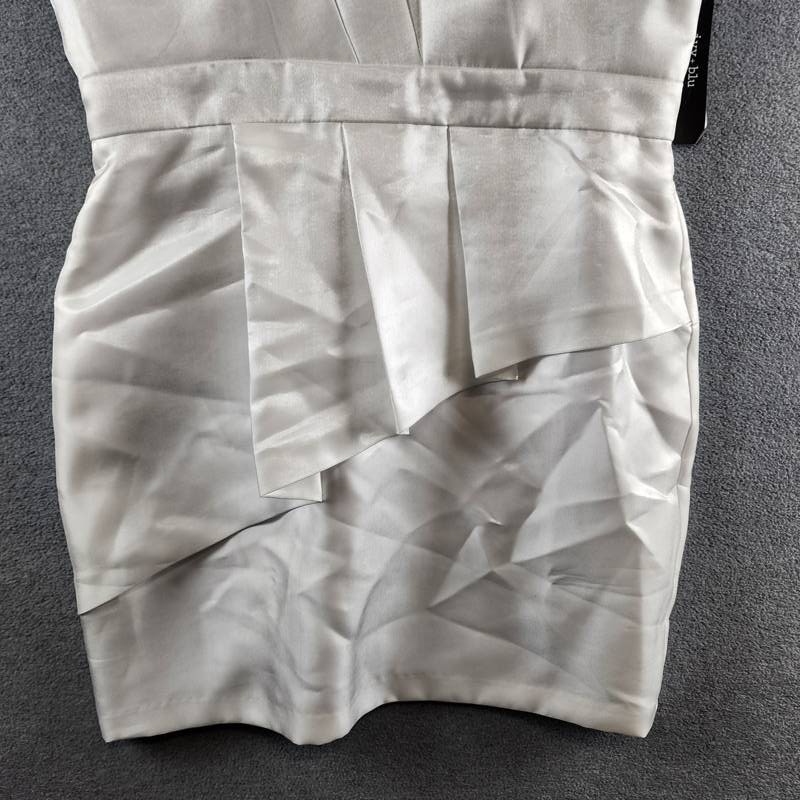Ivy + Blu Pleated Bustier Peplum Mini Dress Women’s 12 Ivory Back Zip Closure
