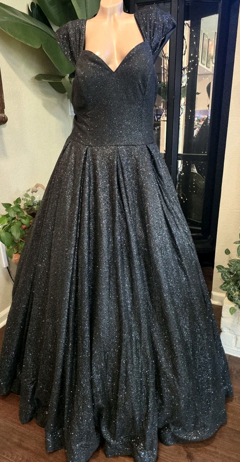 Dancing Queen 1341 Black Glitter Ball Gown Prom Quinceanera Sweetheart 3XL Plus