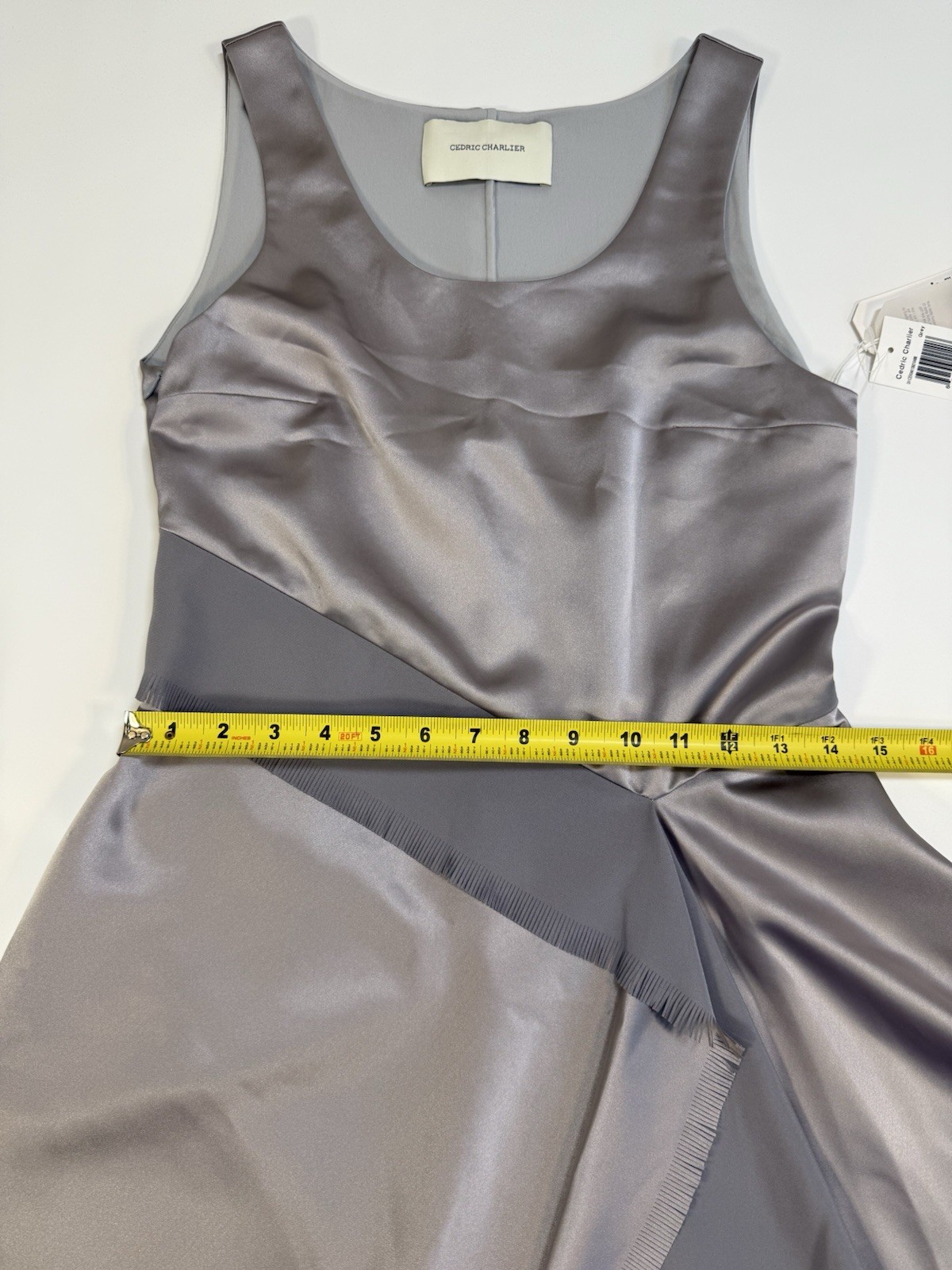 Cedric Charlier Resort 2020 Silk Asymmetrical Dress Gray NWT Size 40 #5