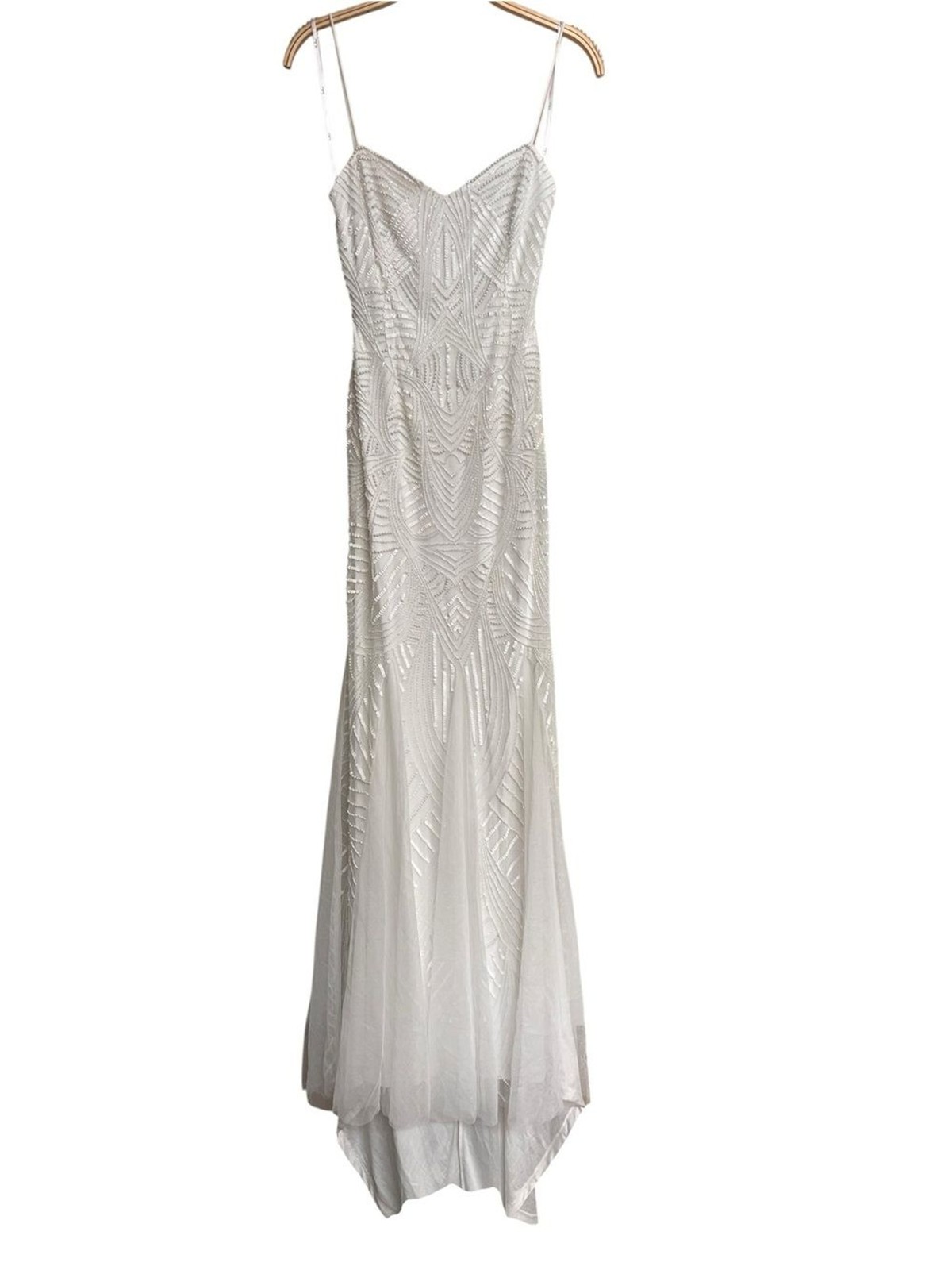 New Lulus Luxe Bridal Radiant Presence White Sequin Backless Maxi Wedding Dress