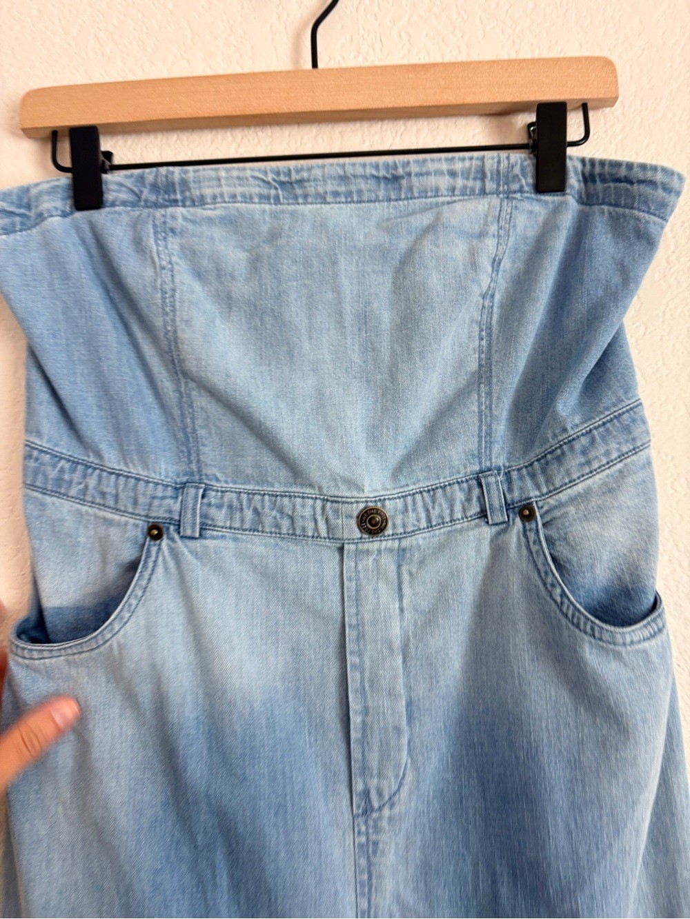 Free People Picture Perfect Light Wash Denim Strapless Dress
