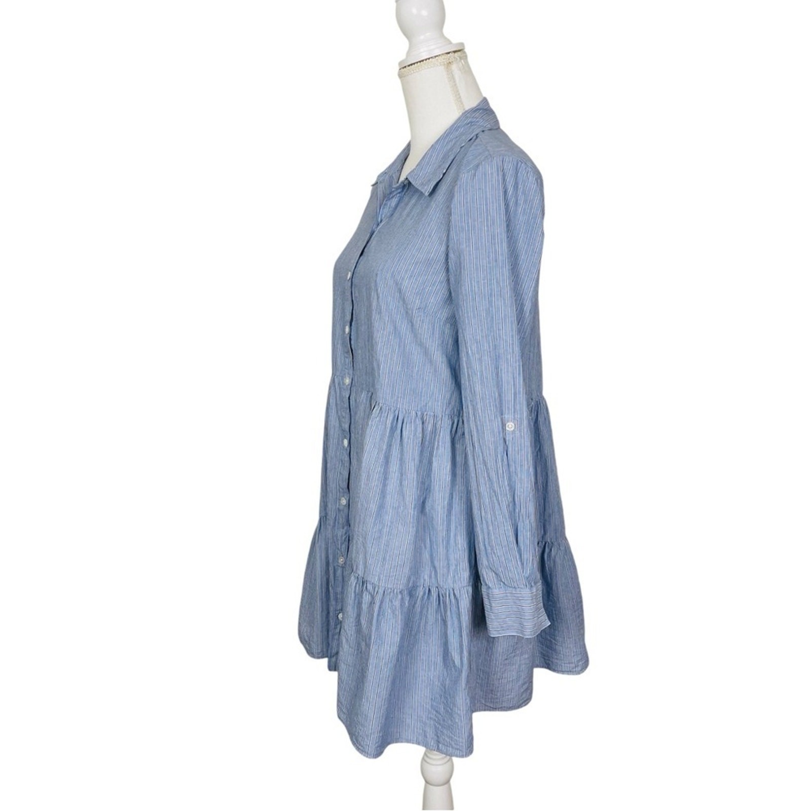 VERONICA BEARD Jemila Tiered Cotton Mini Shirt Dress