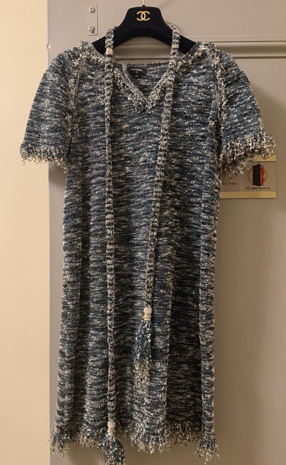 Authentic Chanel weed Fringed Dress FR36