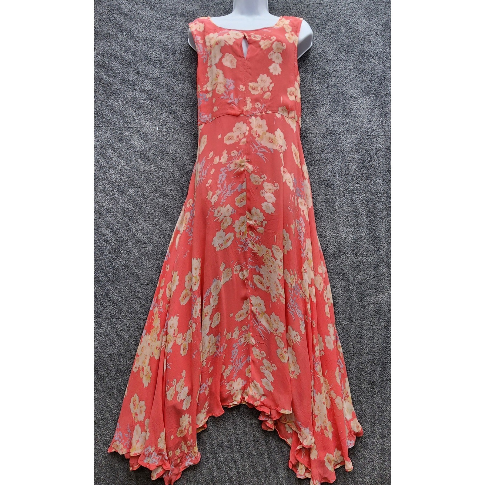 Sundance Women’s Floral Rayon Handkerchief Sharkbite Boho Maxi Dress Size 16
