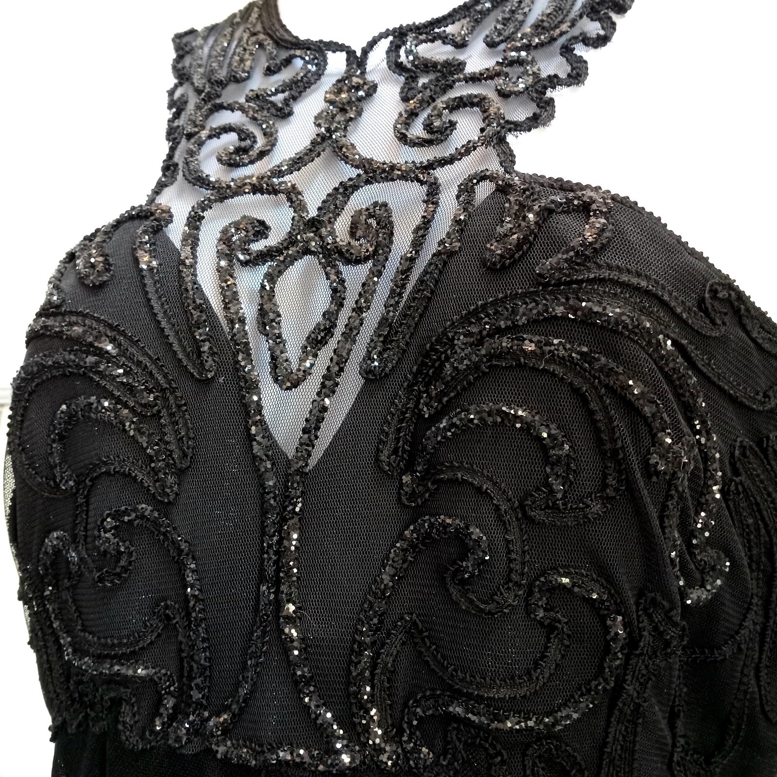 Alfred Angelo Black Sequin Gown: Elegant Formal Dress, Size 9/10