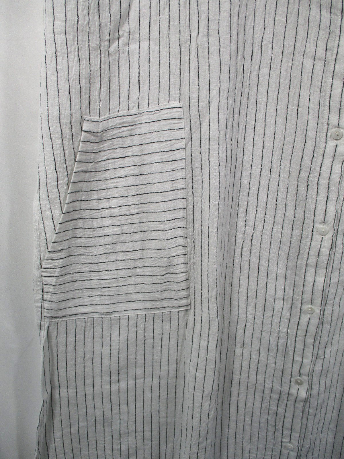 -NWT Eileen Fisher Mandarin Collar Maxi Dress Puckered Organic Linen Women Sz M