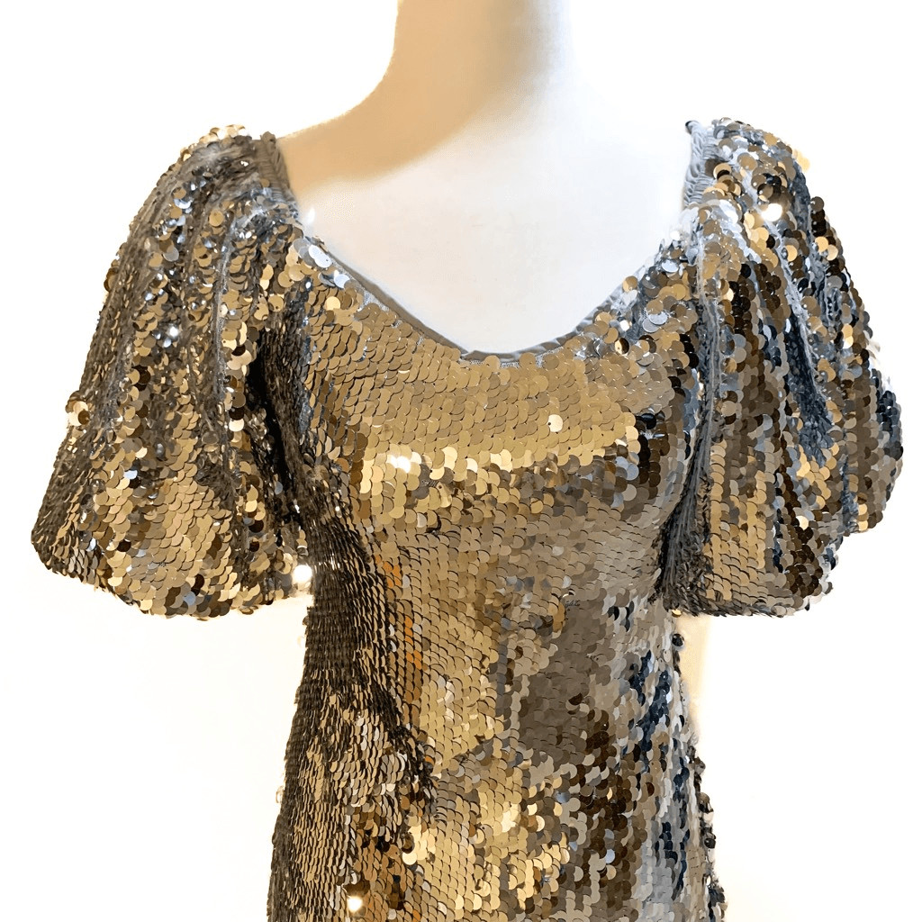 Rhode Silver Sequin Dali Mini Dress Above The Knee Size 0 New With Tags Small