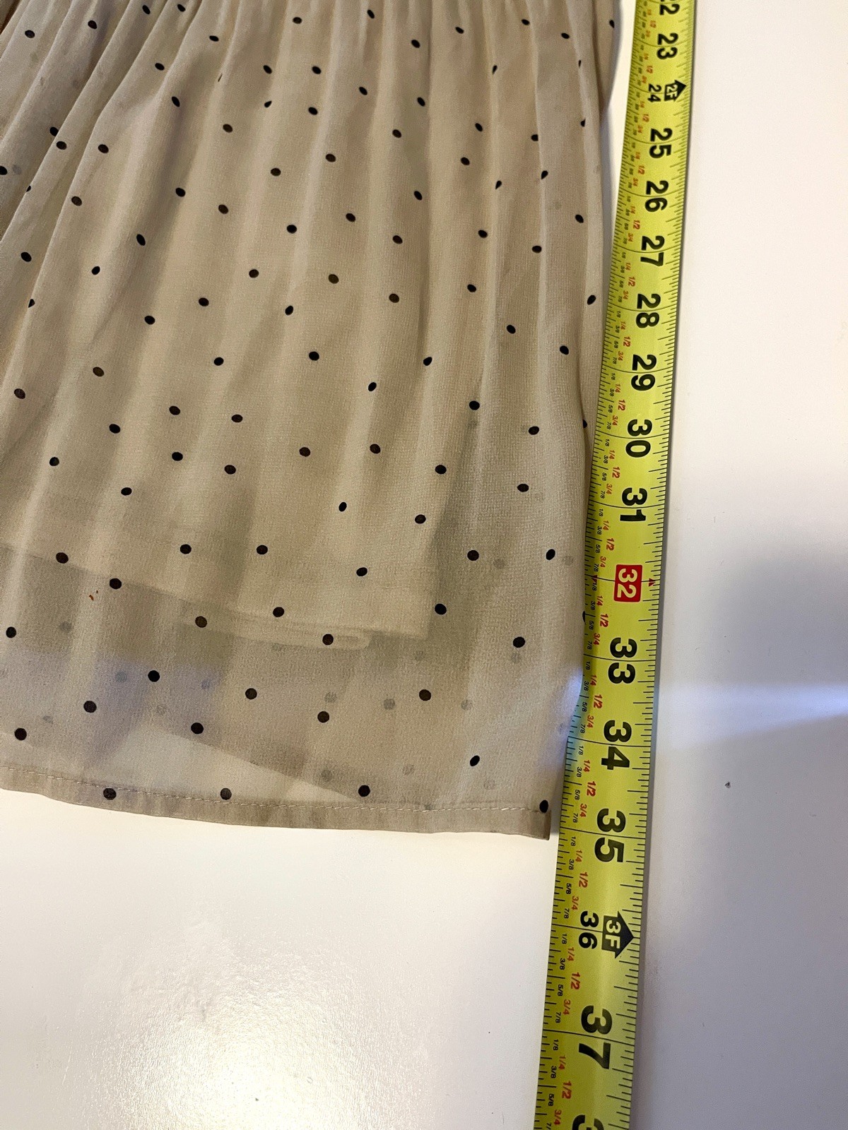 MOD REF Pleated Shift Mini Dress Size M Cream Polka Dots Romantic Retro