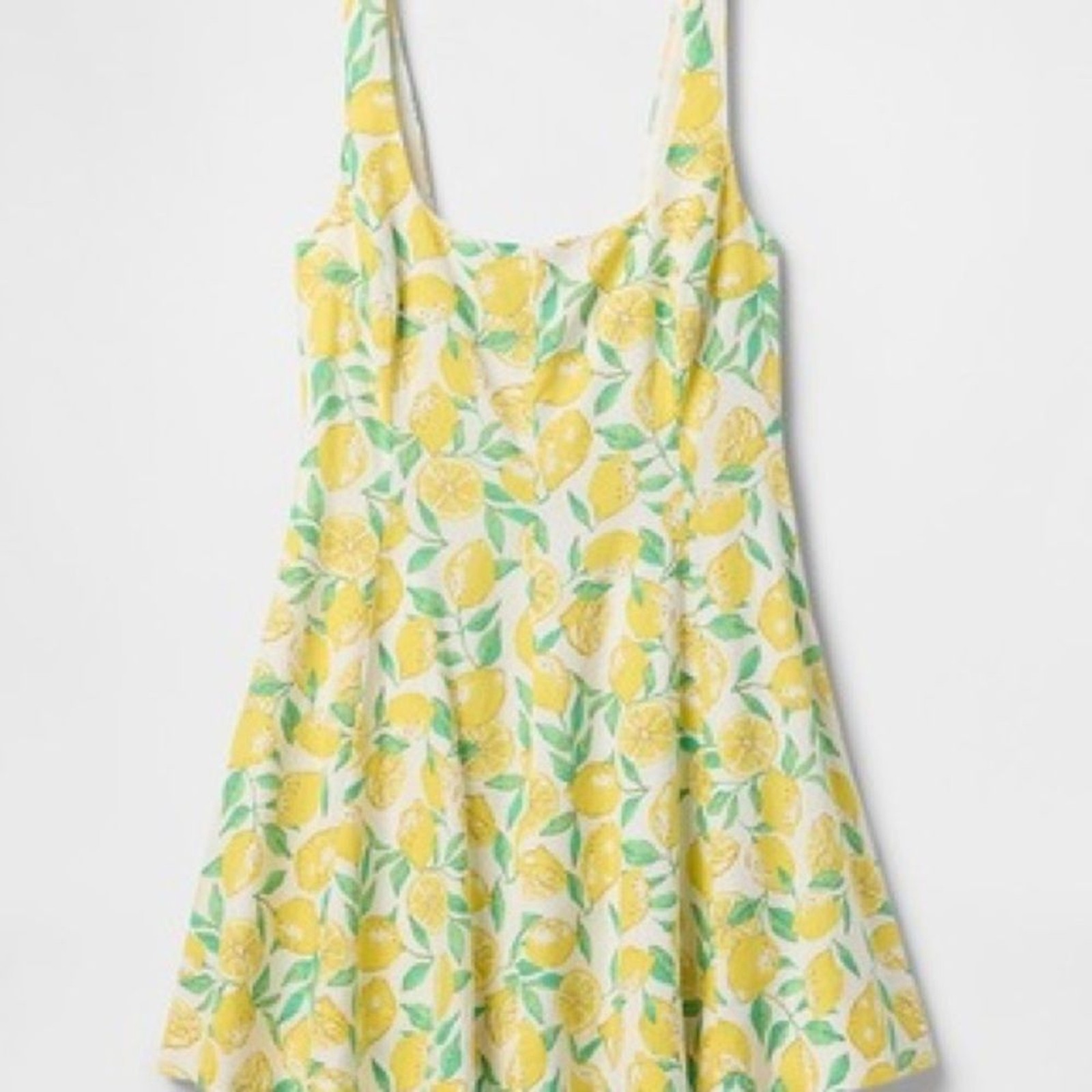 Gap Linen-Blend Mini Dress Spring Lemon Print women’s sz XL square sleeveless