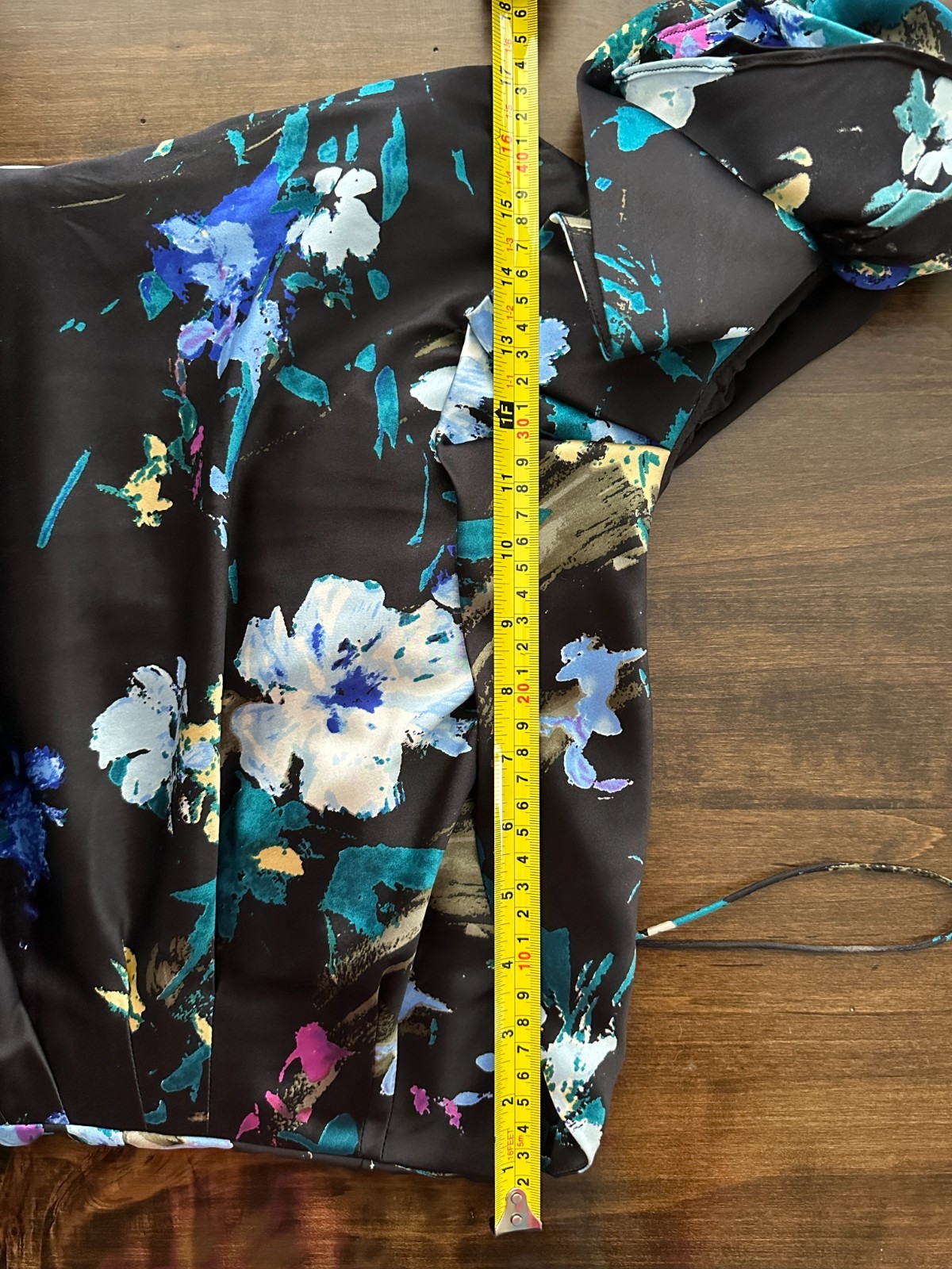 Teri Jon Rickie Freeman One Shoulder Floral Satin Cocktail Dress Size 10