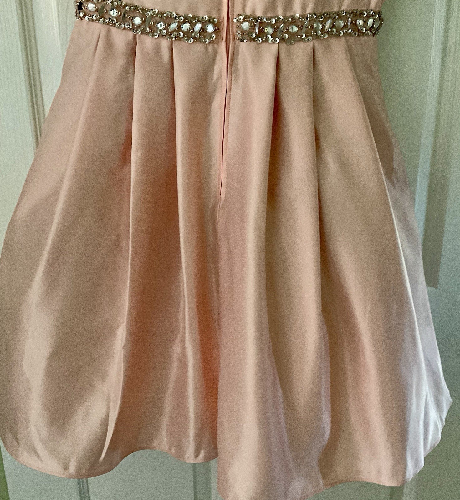 Cindy Collection Fit N Flare Dress Mini Pink Satin Rhinestone Prom Wedding Gown