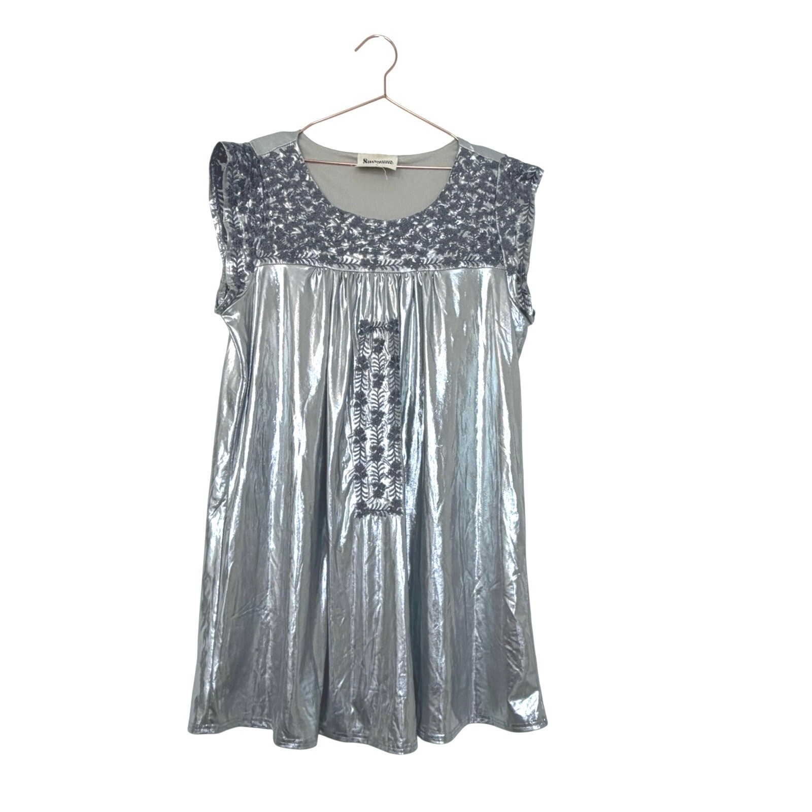 Savanna Jane silver embroidered metallic dress size large