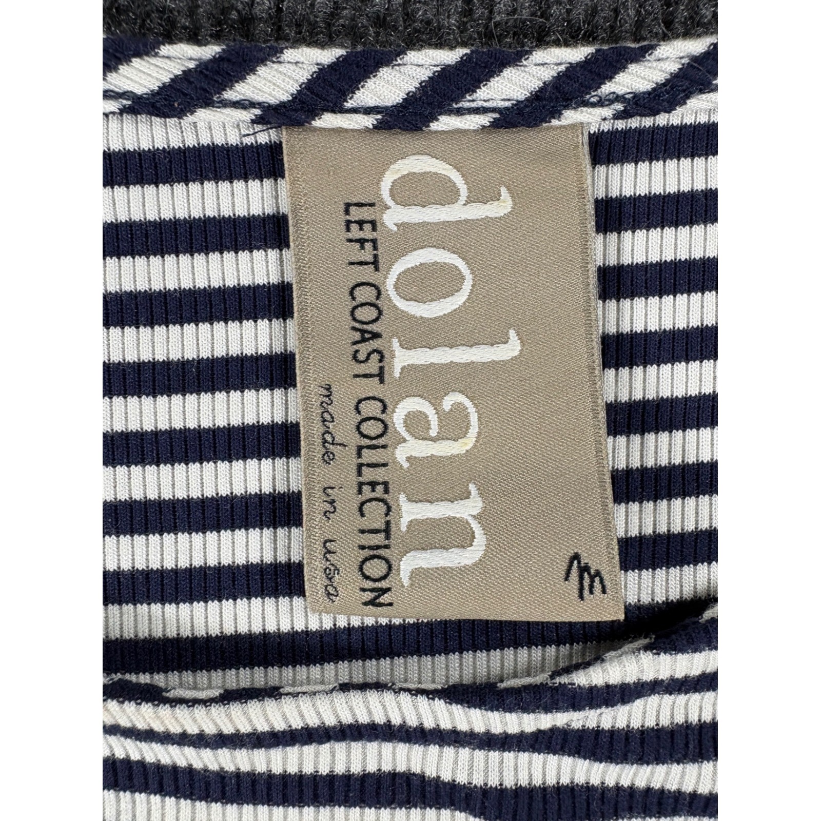 Dolan Left Coast Collection Striped Mixed Media Wrap Dress Navy White Medium