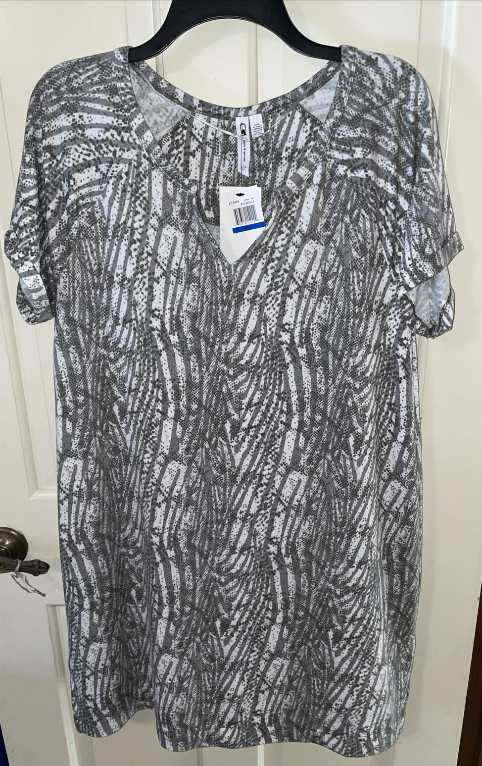 NWT cable & gauge animal print mini dress s/s grays & beige extra large XL