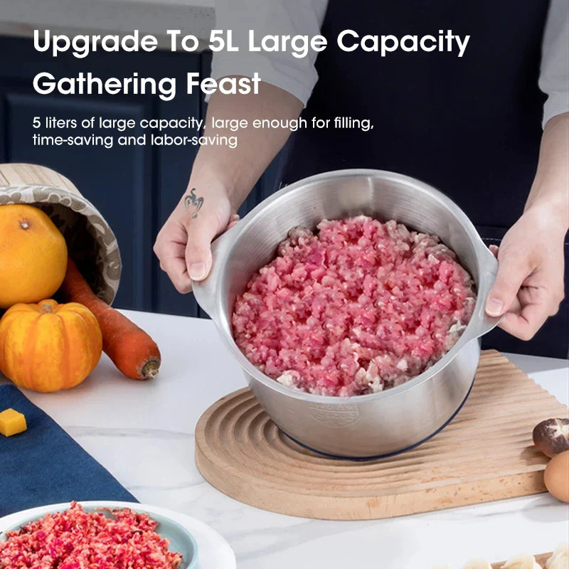 5L Electric Meat Grinders 304 Stainless Steel Food Crusher